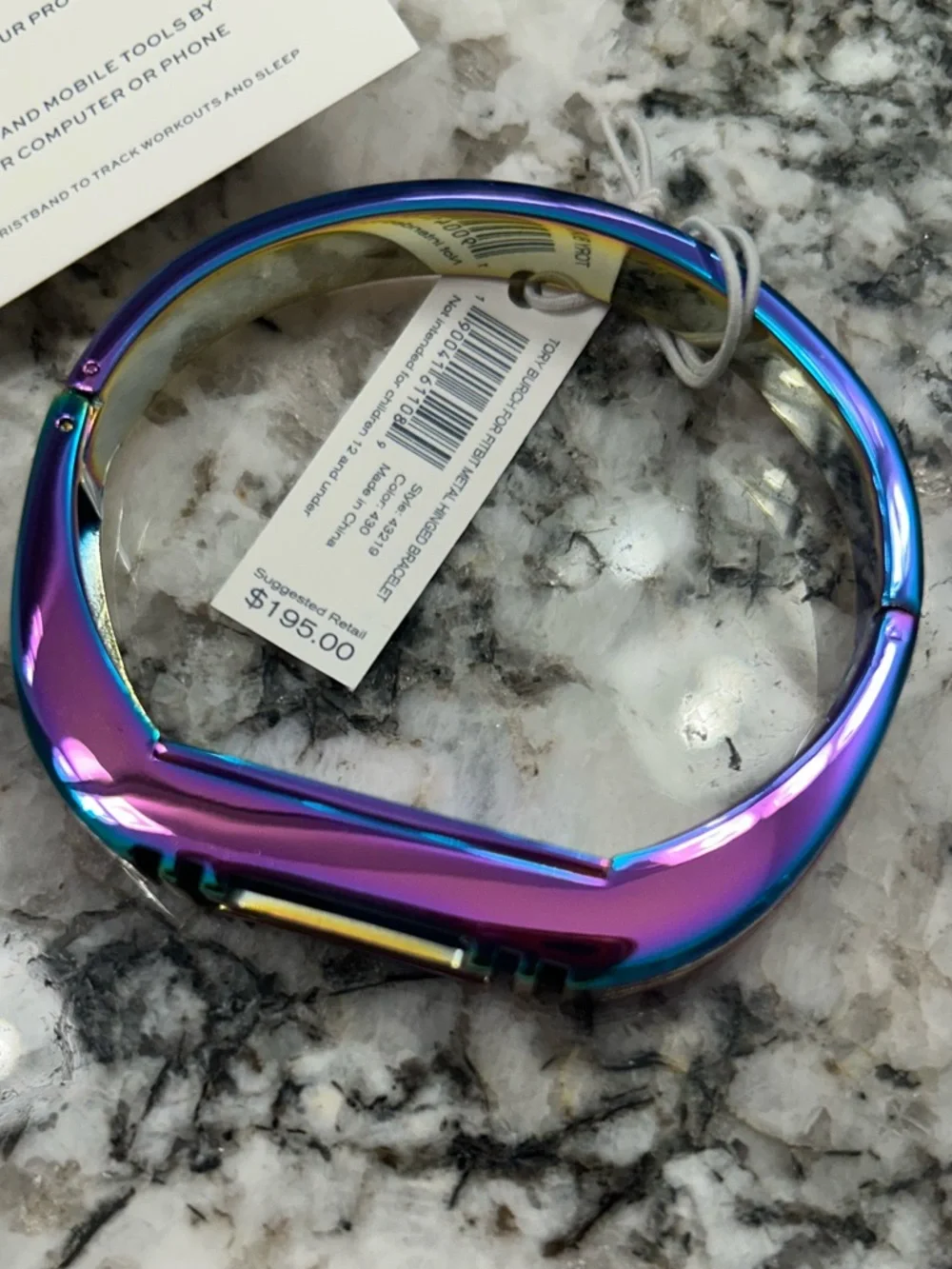 Tory Burch Fitbit Multi-Color Rainbow Metal Hinged Bracelet New in box